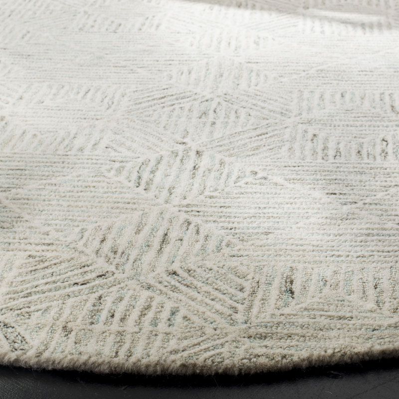 Geometric Wool Hand Tufted Area Rug, Round 183 cm
