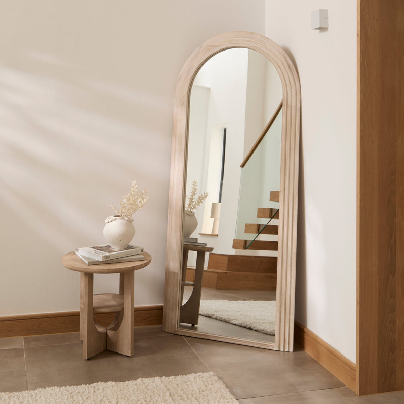 Solid Wood Arch Mirror, 180x80cm, Whitewash