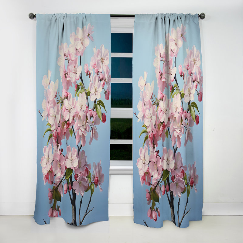 Pomme de fleur monochromatique Elegance X - rideau occultant abstrait Apple Blossom - 1 panneau, L 52 po x L 120 po