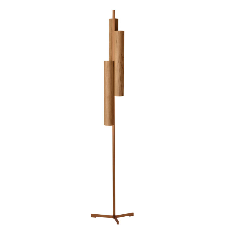 Black Note LED Floor Lamp, Natural Cherry, Matte Black