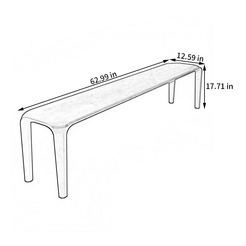 Banc en bois massif Niyaz, H 17,71 po x l 62,99 po x P 12,59 po