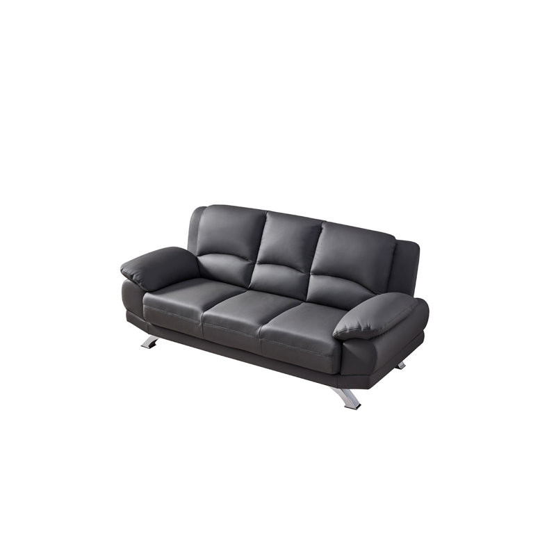 79'' Upholstered Sofa, Gray Leather Match