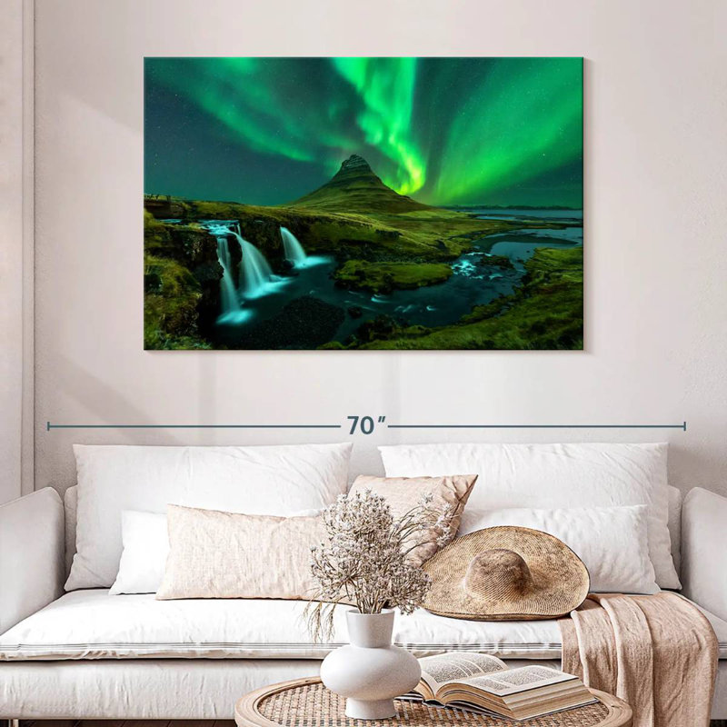 Alvord Kirkjufellsfoss Northern Lights, H 32 po x l 48 po