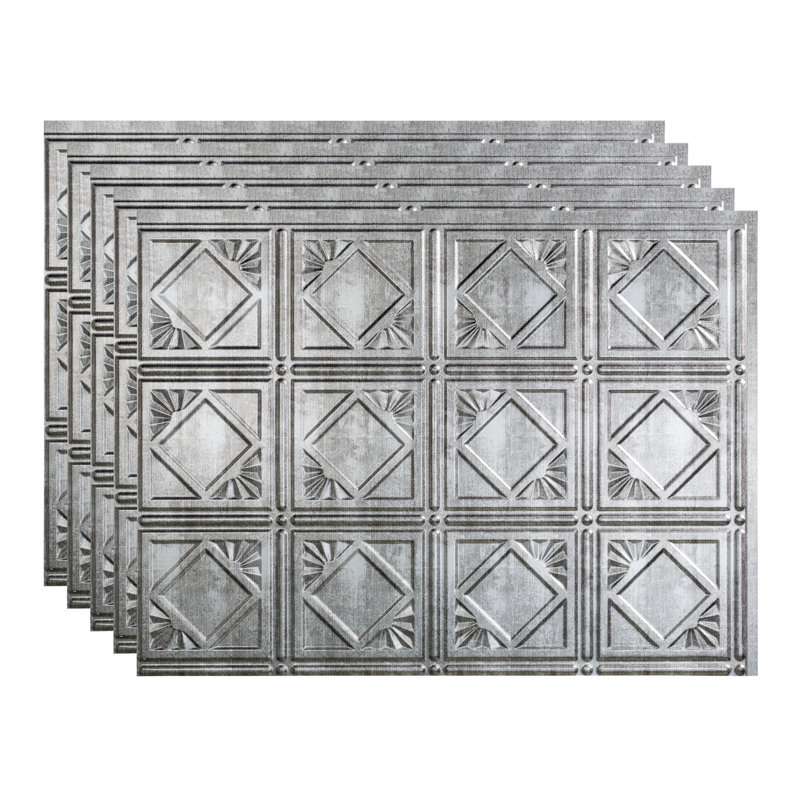 Panneau de dosseret décoratif en vinyle 4 po 18 po x 24 po FASÄDE, Argent Crosshatch
