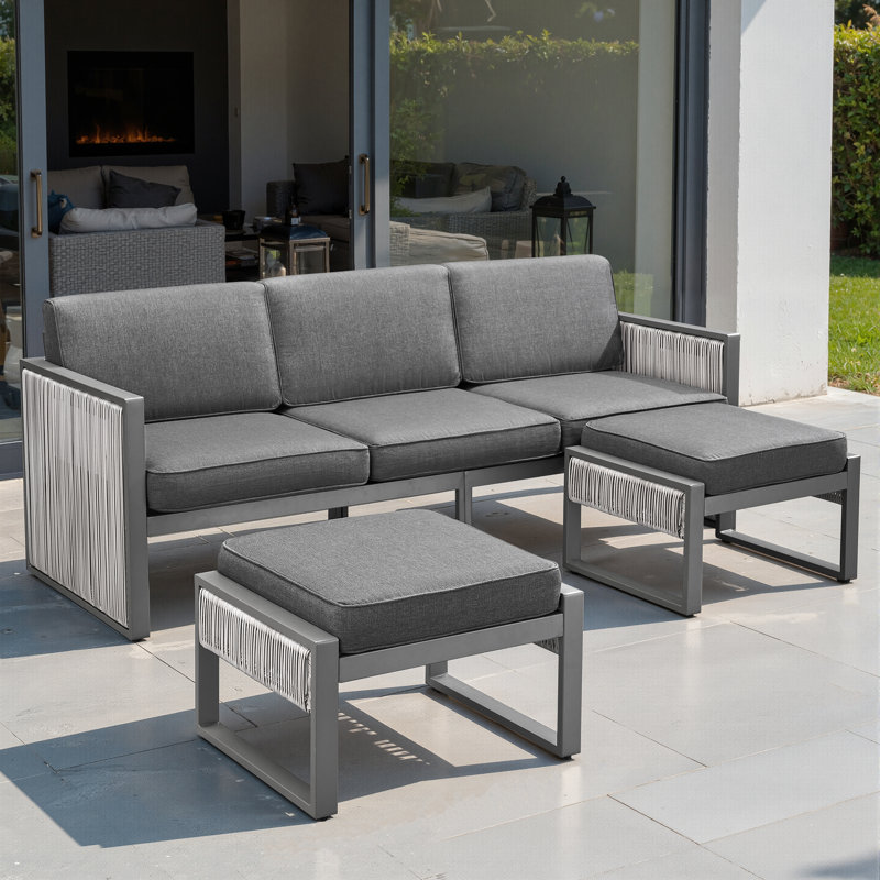 Trinie Outdoor Patio Sofa With Cushions, Dark Gray