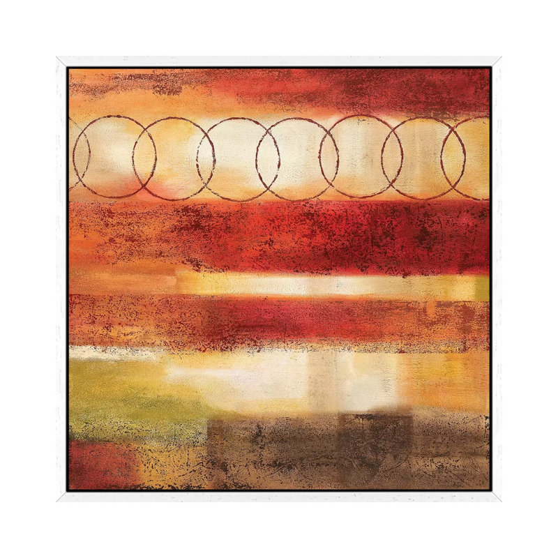 Analogous I by Nan - Painting on Canvas, 45.72 cm H x 45.72 cm W, White Framed
