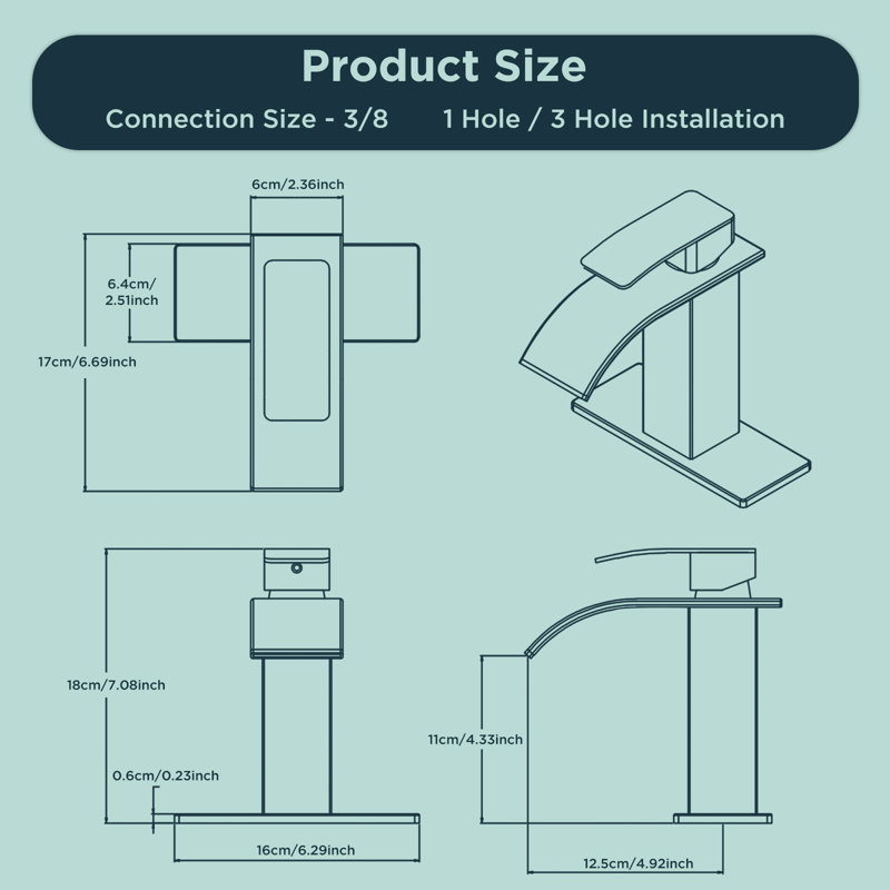 Single-handle Bathroom Faucet with Drain Assembly, Matte Black