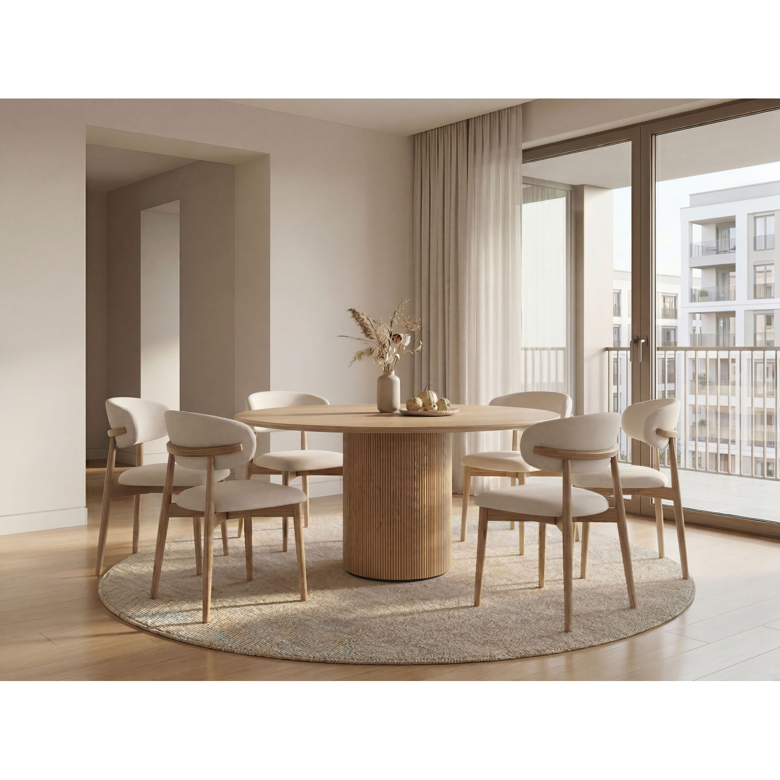 Dining Table, 30" H x 62.99" L x 62.99" W, Natural