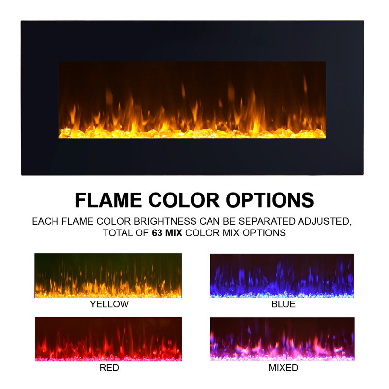 43'' W Electric Fireplace with 5000 BTU, Black