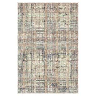 Soft & Stylish Area Rug (26.4 x 118.1 inches), Mink, Green & Grey | 100% Cotton, 1.5 lbs/ft², Pile Height: 0.4 inches | Antibacterial, Non-Slip PVC Underside, Machine Washable | Perfect for Living Room & Bedroom Decor
