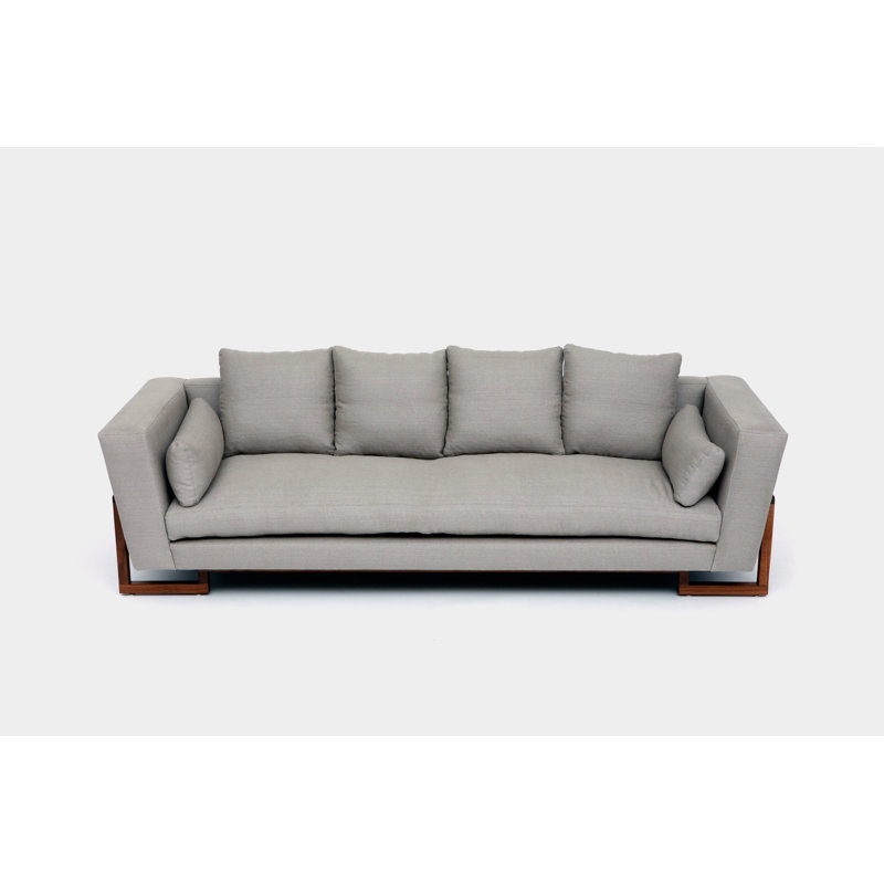 LRG Velvet Sofa, Walnut, No Trays, Metal Natural