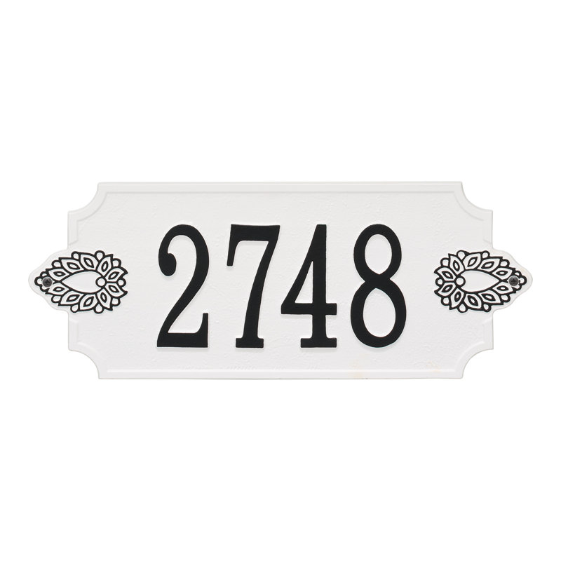 Plaque d'adresse murale personnalisée 1 ligne Sofia, Blanc / noir, Oui
