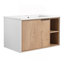 Luxueux meuble-lavabo mural avec lavabo en céramique de qualité supérieure et porte d'armoire à fermeture en douceur pour la salle de bain.