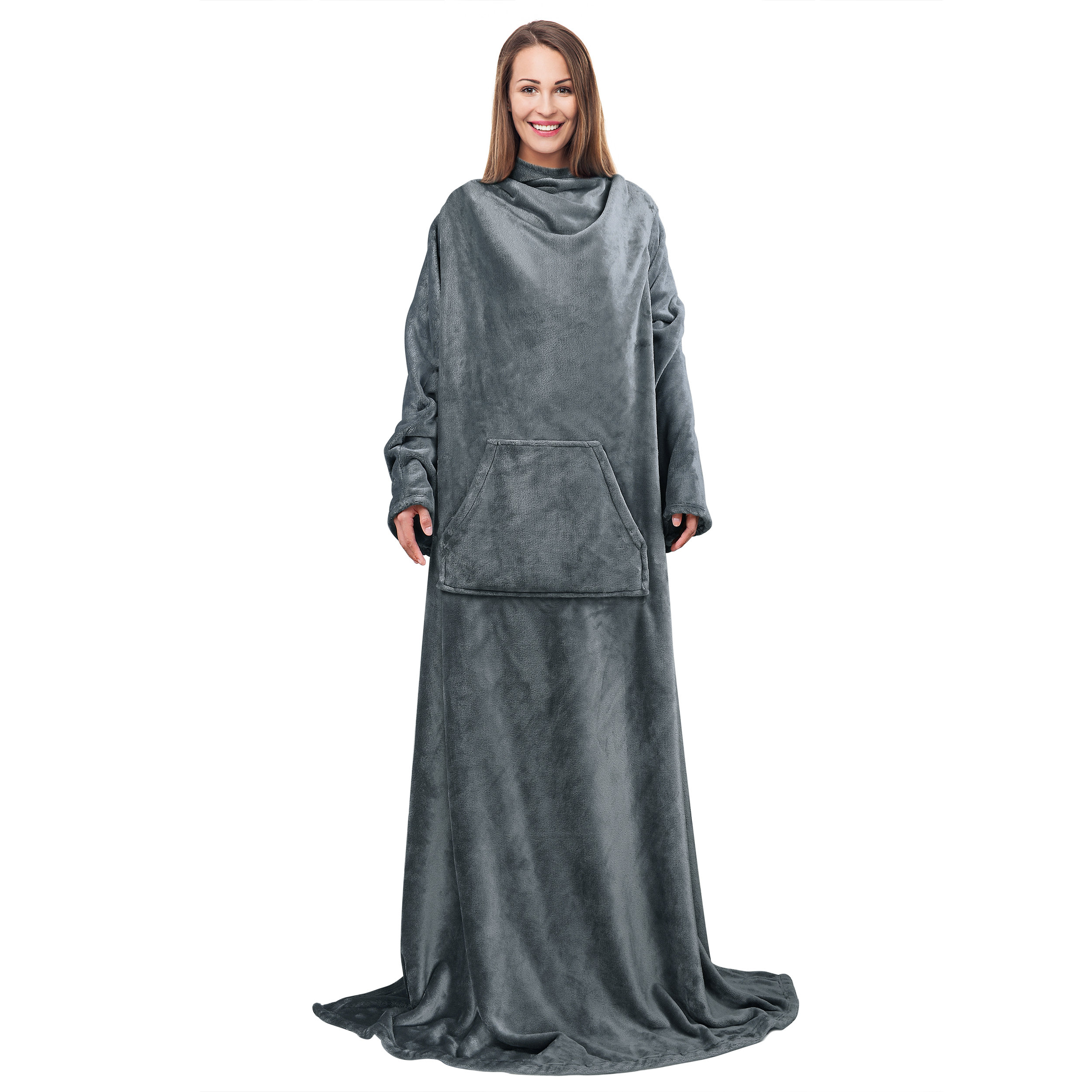 Catalonia Wearable Blanket with Sleeves Soft Fleece Robe Wrap for Sofa  Couch TV & Reviews