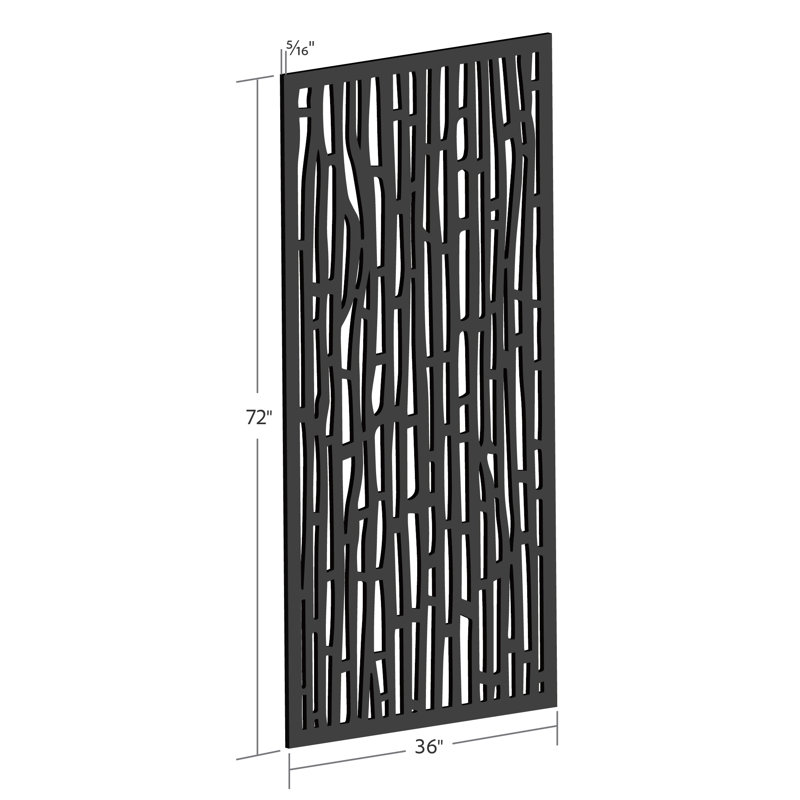 Charcoal Black Recycled Polymer Decorative Privacy Panel, 3 ft x 6 ft