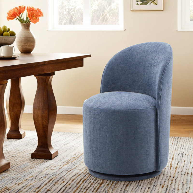 Chaise d'appoint pivotante Sharlene, Tissage de performance bleu marine Joyce