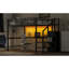 Lit mezzanine en métal noir en taille double avec bureau, escalier de rangement, petite armoire et DEL 7 couleurs, DEL polyvalente confortable, attrayante