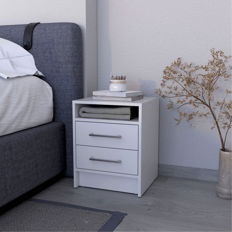 2-Drawer Nightstand, White