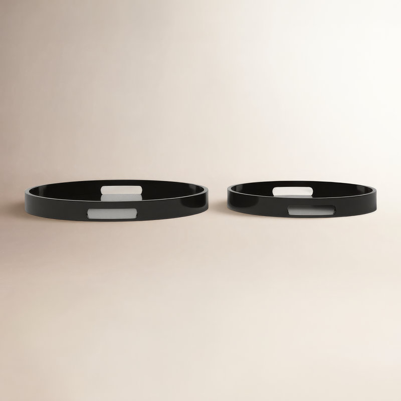 Parke Tray - Set of 2, Black, Rounded