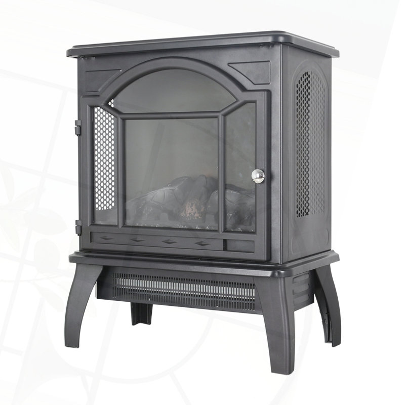18" 3D  Flame Electric Infrared Quartz Fireplace Stove With Remote Control, Black
