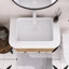 Meuble-lavabo mural de 30 po avec bords arrondis et conception rayée, armoire de rangement avec tiroir, lavabo rectangulaire en céramique blanche.-206135887