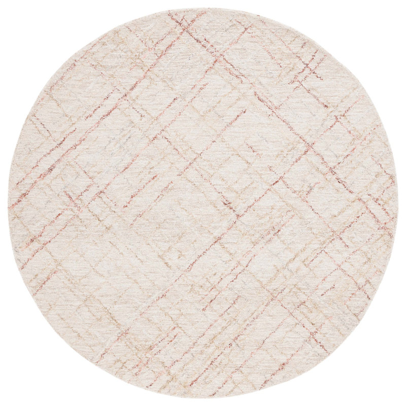 Menendez Hand Woven Abstract Area Rug, Round 6'