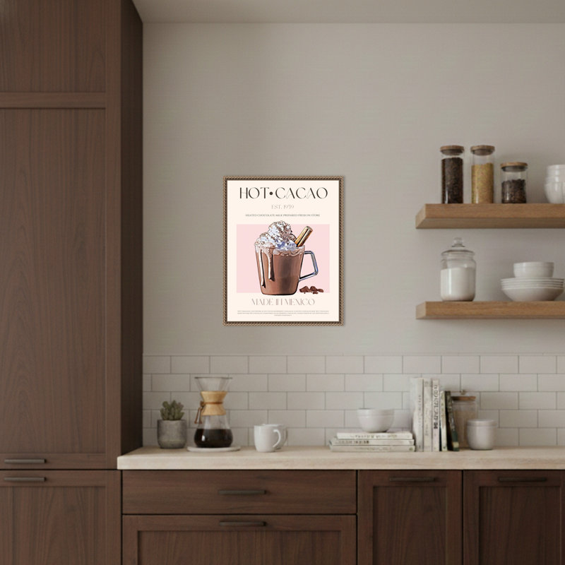 «A Mug of Creamy Hot Cacao» par Nazma Khokhar, reproduction d'art sur toile encadrée