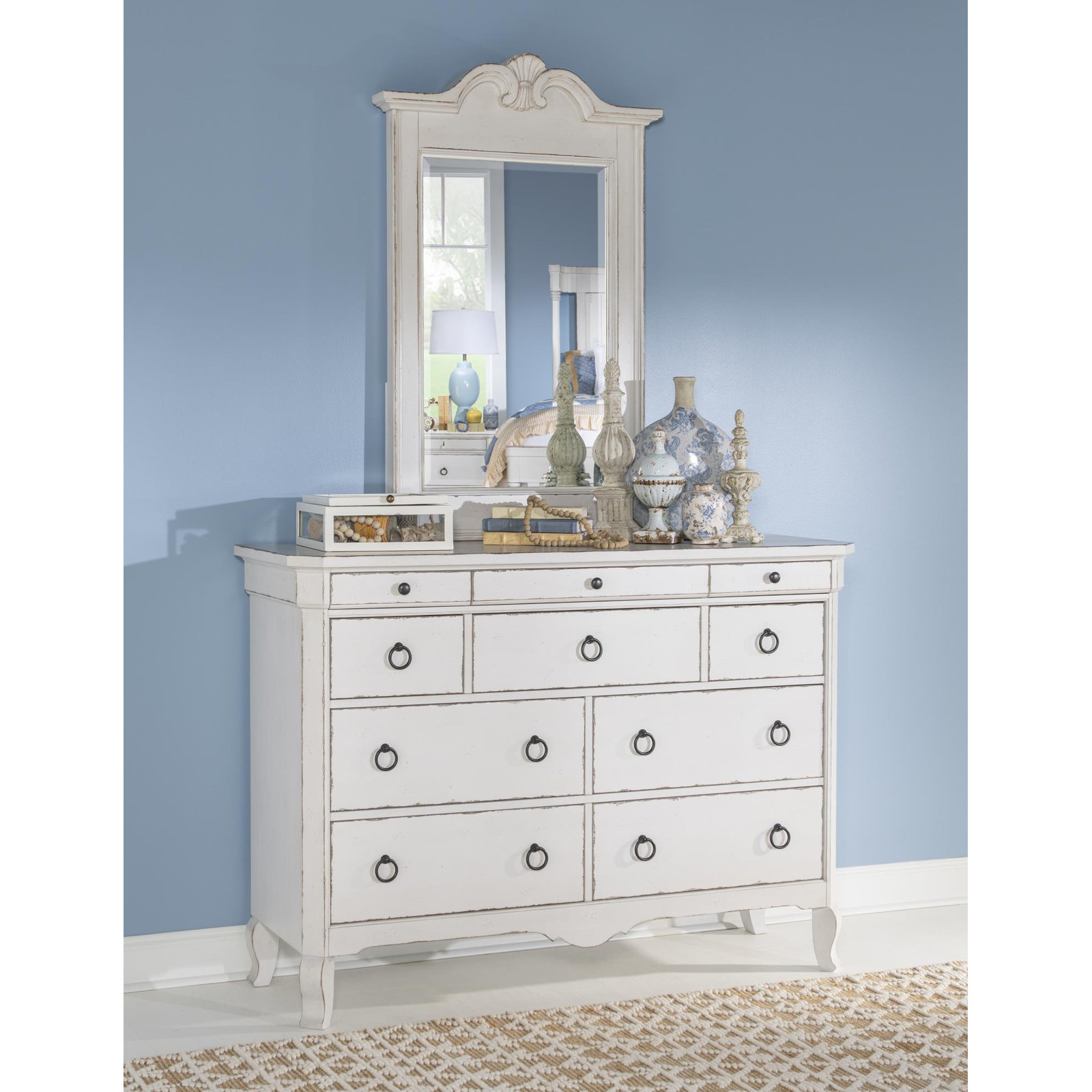 Country Living Scalloped Mirror, White