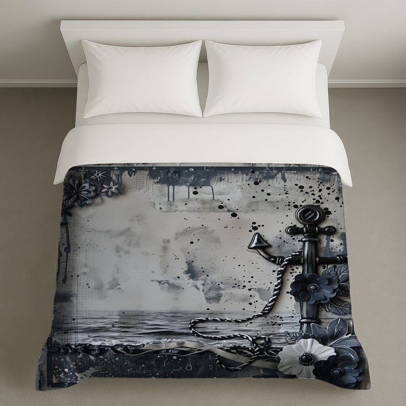Housse de couette Anchor Bedding, Housse de couette pour lit simple, Noir / abstrait