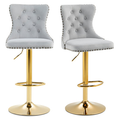 Swivel Adjustable Height Bar Stools With Metal Footrest Set Of 2