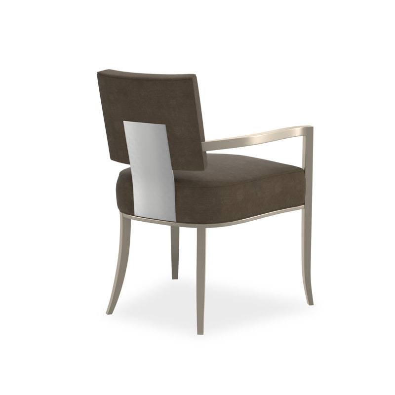 Caracole Classic Upholstered Arm Chair, Silver/Chrome, Brown