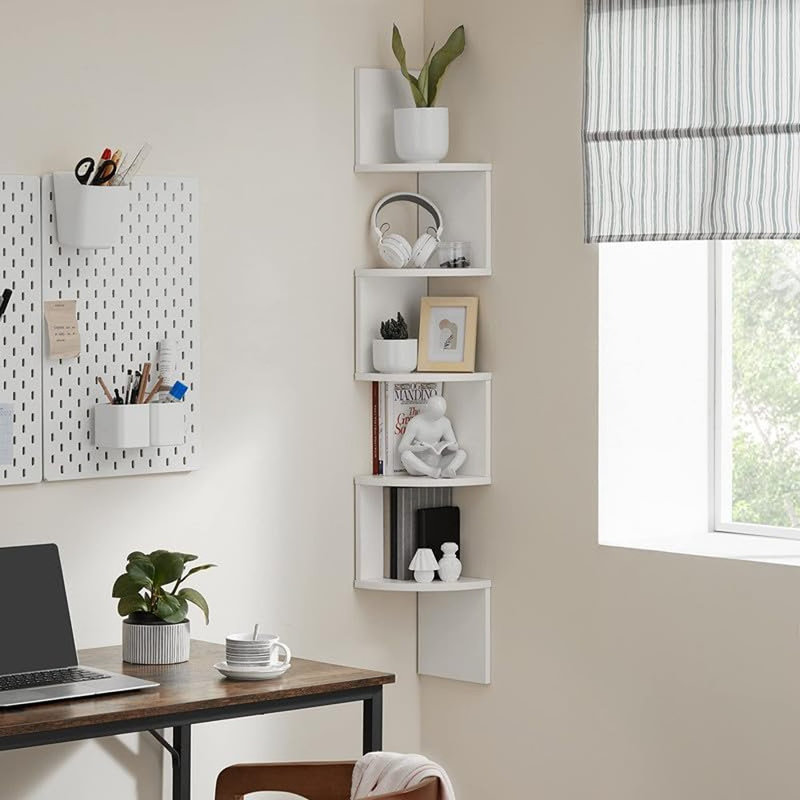 Corner Shelf Wall Mount, 5-Tier Floating Corner Bookshel...
