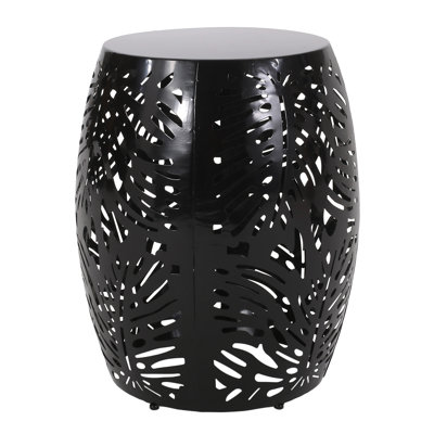Modern Metal Table With Tropical Pattern - Black, 16.98"x16.98"x20.45", Easy Assembly- Iron Side In Style 16.5"w X 16.5"d 20.5"h, No Assembly Hassle