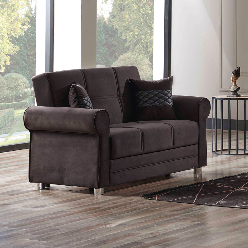 Causeuse convertible rembourrée avec rangement, choix idéal pour studio, dortoir, Noir
