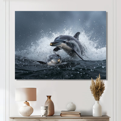 Dauphin, scène nautique en été I - animaux, impression murale en métal