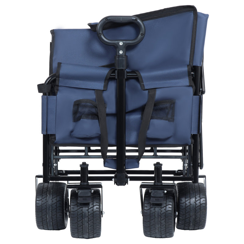 Chariot de chariot pliant convertible 3-en-1 avec banc et rangement - Chariot utilitaire robuste de 500 lb, Bleu