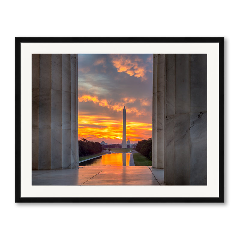 Fiery Sunrise Over Washington Dc Print by Steven Heap, Black Framed Paper, 25.2" H x 31.2" W