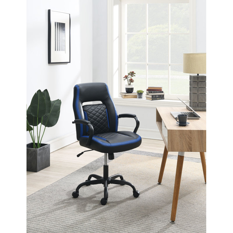 Chaise de bureau Monnestime, Noir / Bleu