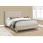 Cadre de lit plateforme grand lit avec pieds en métal revêtus de lin, beige / chrome