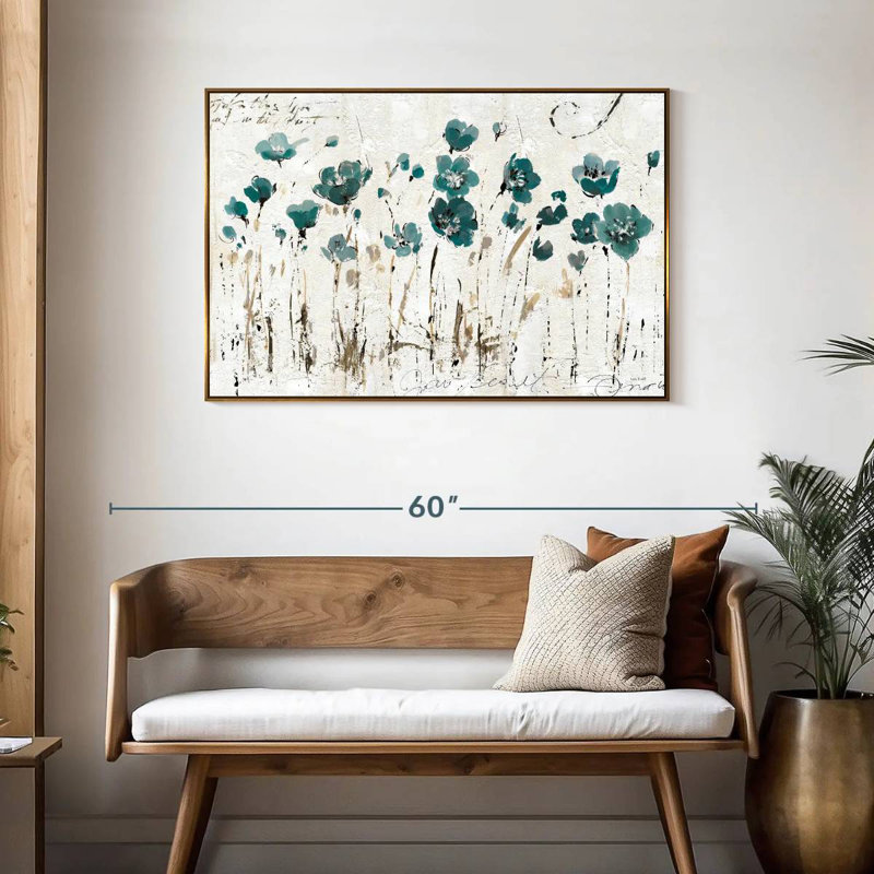 Leota Balance VI - bleu, Cadre flottant doré, 43 po x 29 po