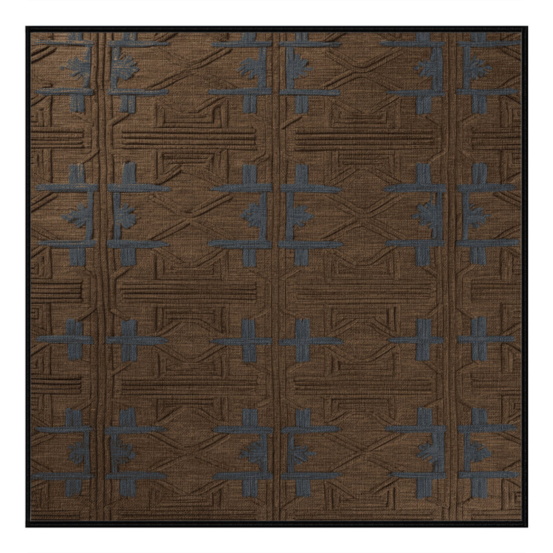 Tapis brun treillis lavable à la machine, Carré 4 pi