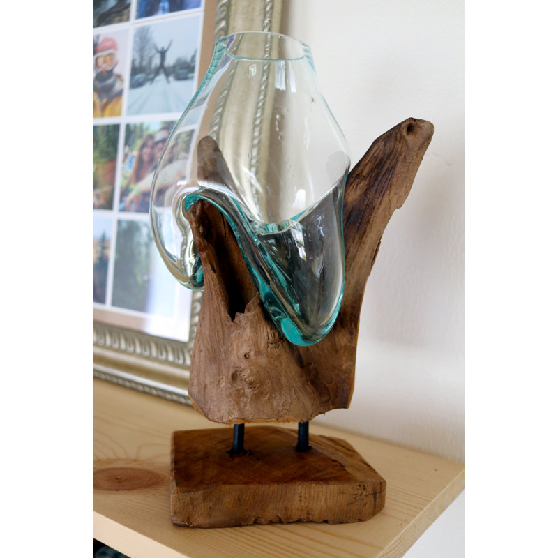 Sculpture en verre fondu debout Ley, H 15 po x l 8 po x P 8 po