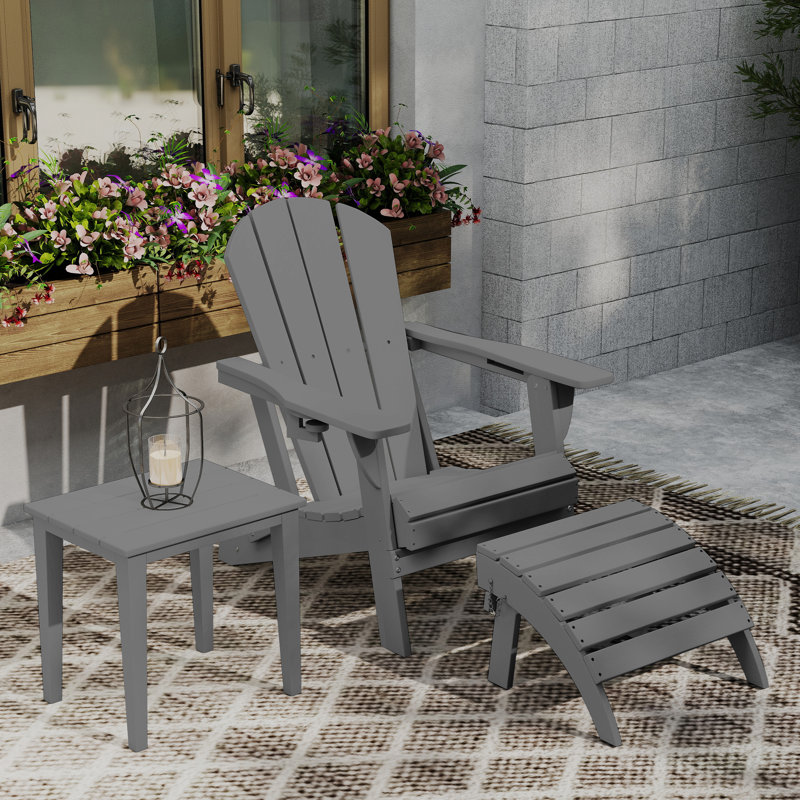 Repose-pieds pliable en plastique PEHD Adirondack, Gris