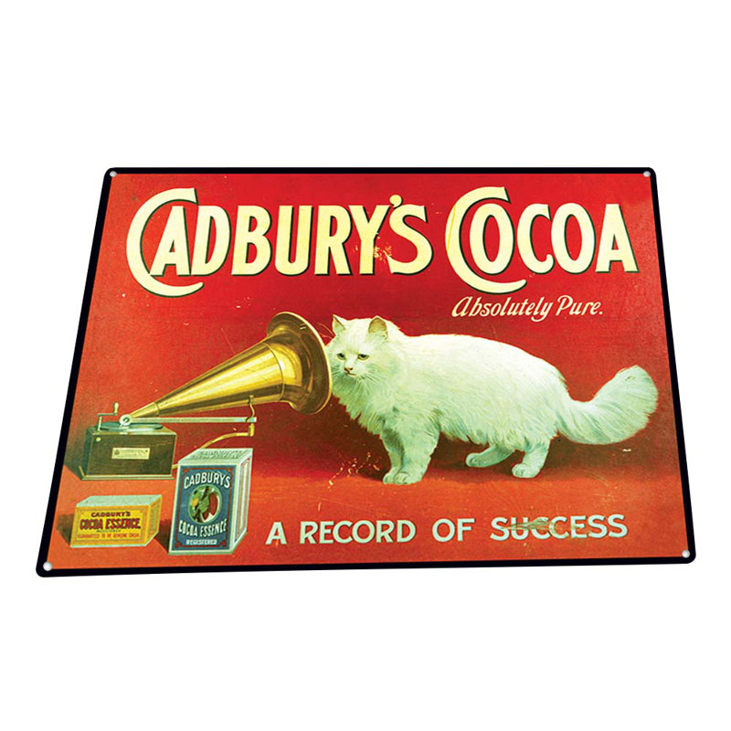 Cacao Cadburys rétro sur impression métallique, H 8,5 po x l 11,5 po x P 0,04 po