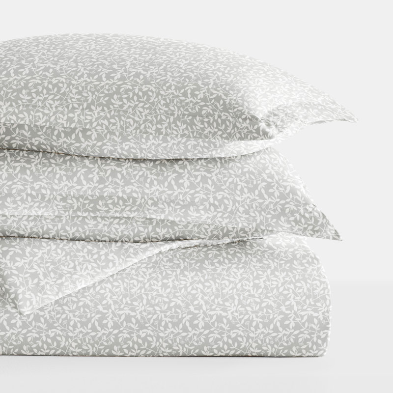Gray Vine Trellis King Microfiber Duvet Cover Set