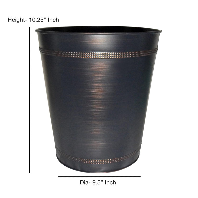 Stainless Steel Wastebasket | Oil Rubbed Bronze Finish | 9 Qt Capacity | Trash Bin for Home & Office