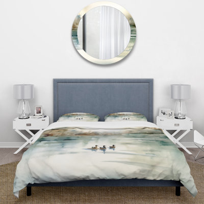 Ensemble de housse de couette en microfibre / polyester Ducks in Pond I Bedding