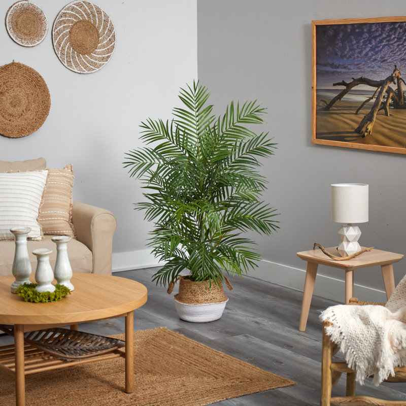 48'' Faux Palm Tree in Planter, White