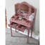 Meuble-lavabo en bois rose doré, tabouret rembourré épais et beaucoup de coiffeuse en bois avec miroir, plateau-2066284958