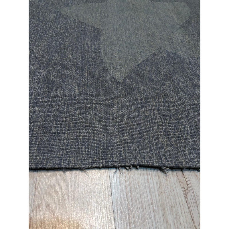 6x8 Gray Flat Weave Wool Abstract Starry Stripe Vintage Mid Century Modern Contemporary Carpet Rug